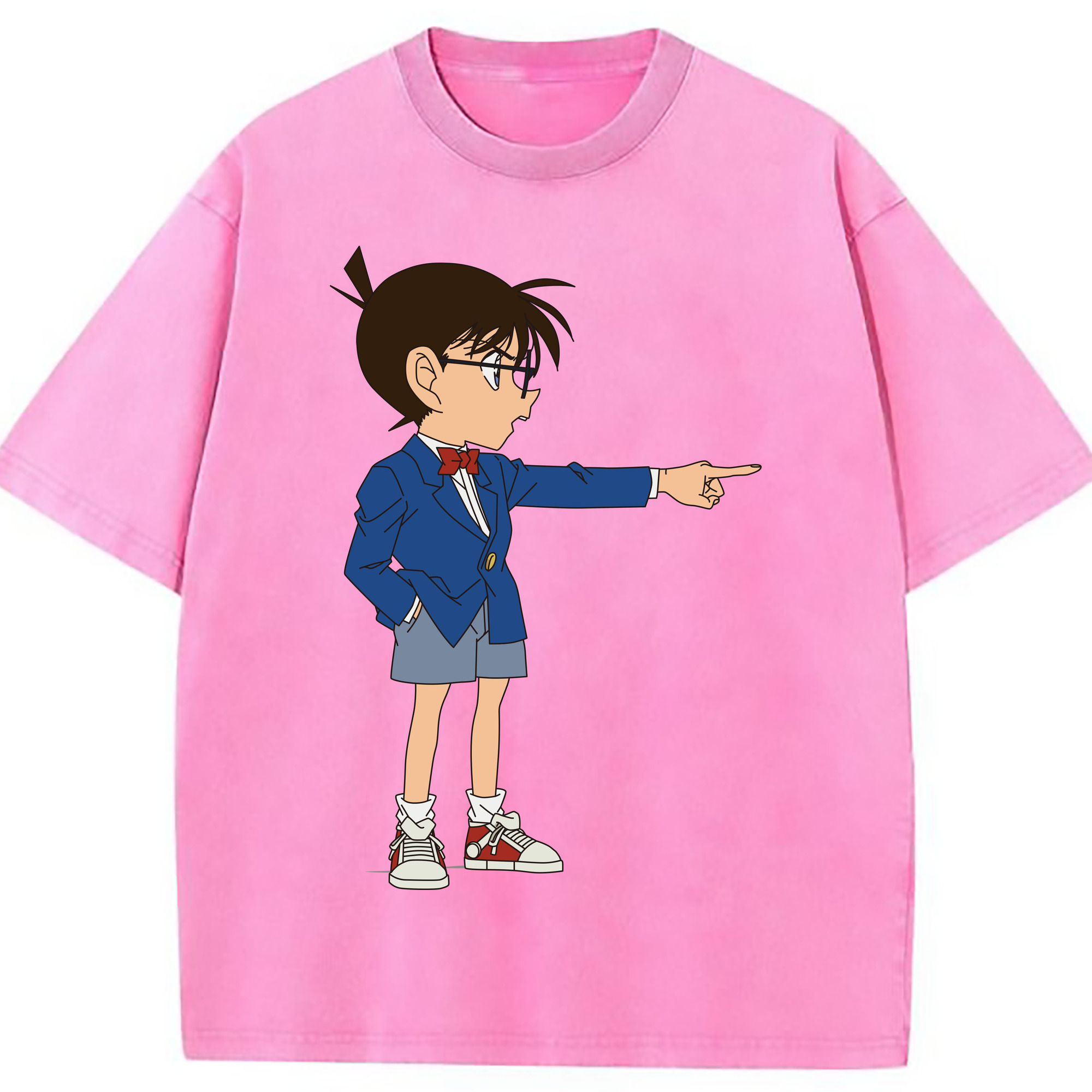（画像用） 名探偵コナン 江戸川 コナン Detective Conan Conan Edogawa 綿100% ヴィンテージ風 半袖Tシャツ（フロントプリント）